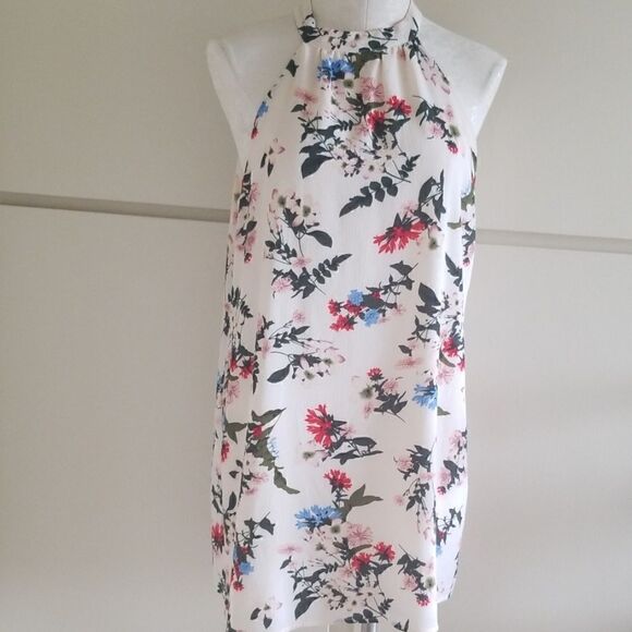 Forever 21 Pale Peach Floral Mod Dress, M - Picture 1 of 4